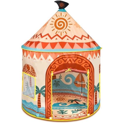 Amplov Tropical Adventure Princess Play Tent for Kids, 53"x41" Island-Themed Pop-Up Playhouse with LED Lights & Carry Bag, Indoor Outdoor Tent for Girls & Boys Ages 3–6