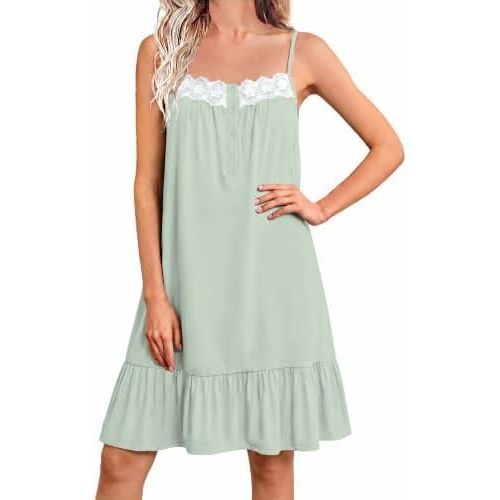 Ekouaer Cotton Nightgowns for Women Victorian Sleeveless Night Gown