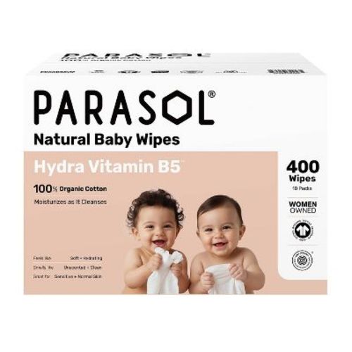 Parasol 100% Organic Cotton Hydra Vitamin B5 Baby Wipes - 10 Packs - 400ct