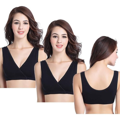 CAKYE 3 Pack Maternity Nursing Bra for Sleep Cotton Breastfeeding Bras (X-Large)