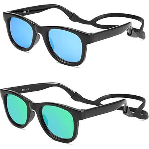 LIU·WEN Polarized Baby Sunglasses with Silicon Strap - Bendable Flexible for Infant Newborn Age 0-18 Months