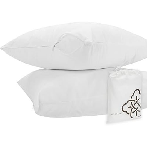 BIOWEAVES 100% Organic Cotton Breathable Pillow Protectors GOTS Certified with Zipped Closure – King, 20” x 36”, 2-Pack