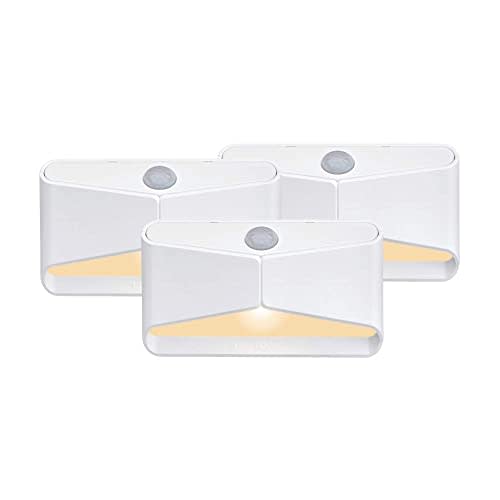 Beams MB710A 15 Lumen Amber LED Sleep Friendly Wireless Battery Powered Motion Sensing Nightlight, 3-Pack, White