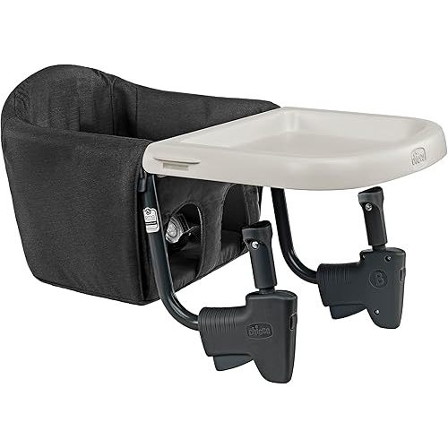 Chicco FastLock Go Hook-On High Chair with Carry Bag, Portable High Chair for Babies and Toddlers, Sets up in Seconds | Black/Black
