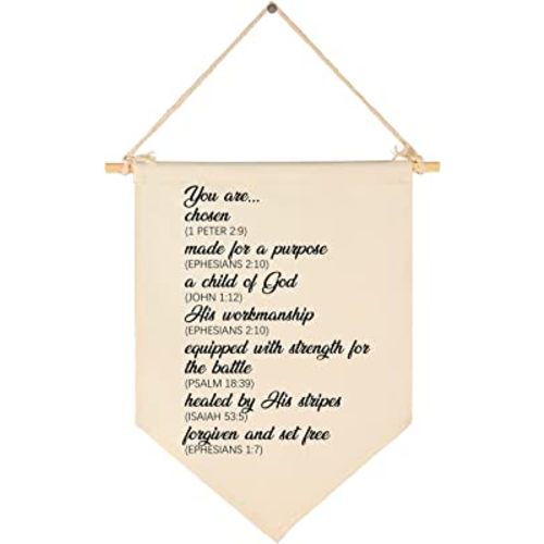 FYSIA Baby Christian Shower Gifts, Beige Pennant Canvas Banner, 15.4x11.1in, Lightweight Wall Decor for Nursery, Living Room, Bedroom, Front Door, Birthday, Christmas Gift