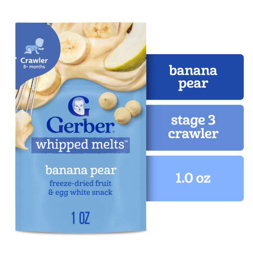 Gerber Natural Whipped Melts Baby Snacks Banana Pear, 0.85 oz Bag