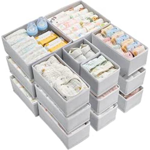 Vtopmart 18 Pack Drawer Organizer for Clothes, Underwear Organizer, Grey