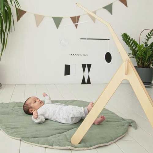 Foldable Montessori Baby Activity Gym: Wooden Play Stand Arch for Hanging Toys