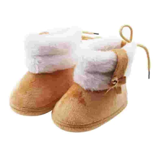 Shldybc Christmas Babys Boy Girl Boots Newborn Shoes Winter Snow Bowknot No-Slip Soft Sole Warm Infant Toddler Prewalker Booties Merry Christmas!