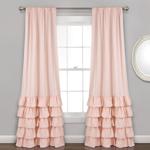 Lush Decor Allison Ruffle Solid Semi-Sheer Rod Pocket Curtain Panels & Reviews | Wayfair