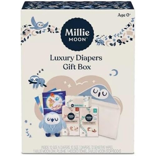 Millie Moon Luxury Diapers, Gift Box ~ (20 Count) ~ (1 Pack) ~ White.