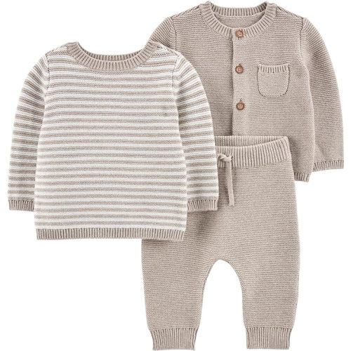 Simple Joys by Carter's Baby 3-Piece Sweater Set, Cozy Heather, 6-9 Months