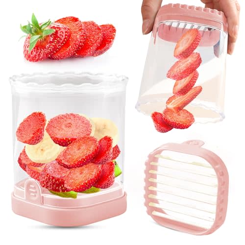 Creative Strawberry & Fruit Slicer - Detachable Cutter with Push Plate (Pink)