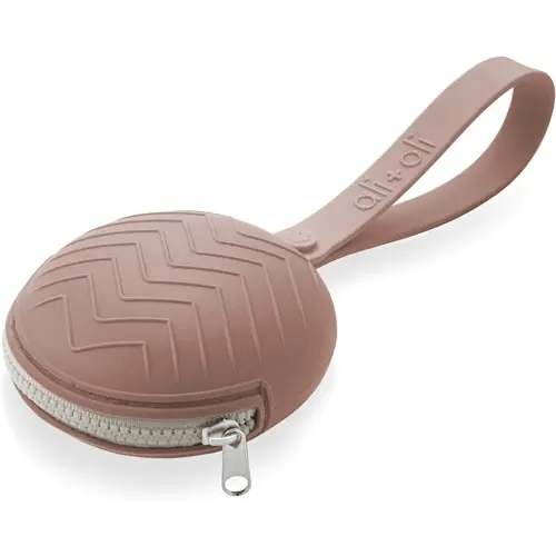 Ali+Oli BPA-Free Silicone Pacifier Holder Case (1-pk) Diaper Bag Accessory Newborn Travel Baby Pacifier Pouch (Cork)