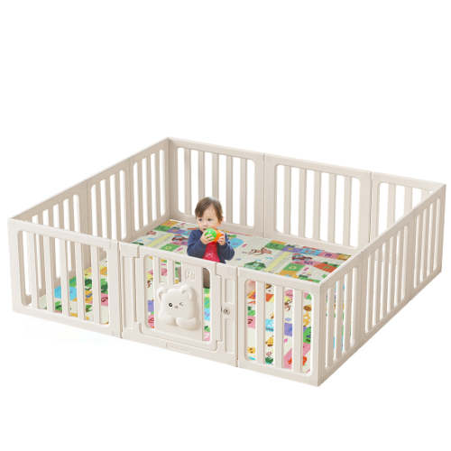 Bopeep Kids Playpen for Toddler with Safety Gate and Lock - 12 Panels