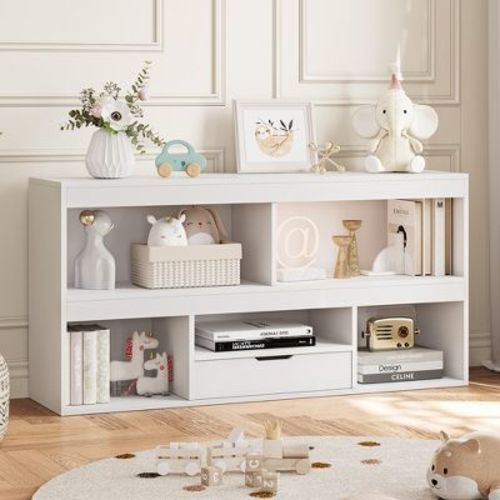 Toy Storage Organizer 6 Cubes Kids Bookshelf Wooden Storage Cabinet Playhouse Shelves Cabinet Toy Bookcase Playroom, Classroom, Nursery