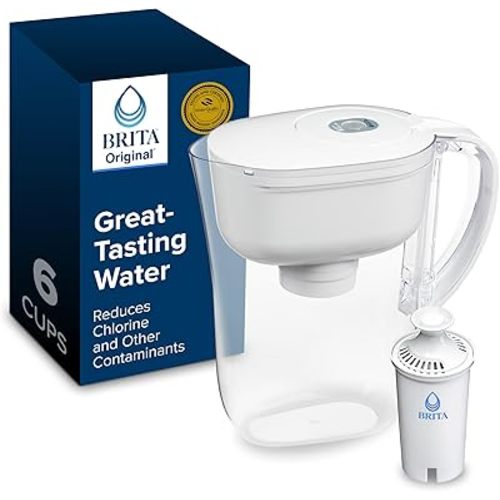Brita Metro Water Filter Pitcher with SmartLight Change Indicator, BPA-Free, Replaces 1,800 Plastic Water Bottles a Year, Lasts Two Months, Includes 1 Filter, Small - 6-Cup Capacity, White