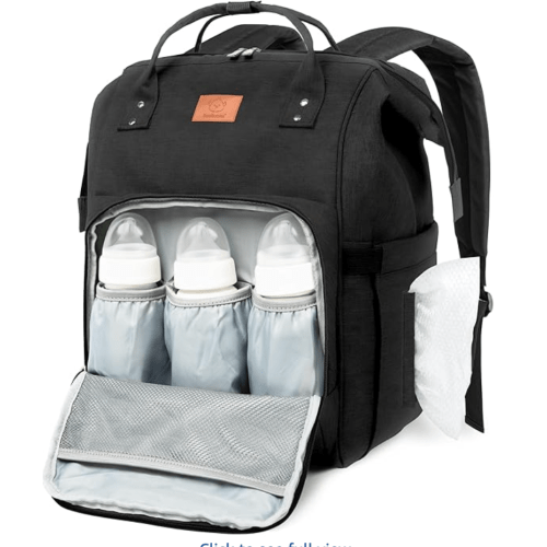 KeaBabies Baby Diaper Bag Backpack - Large Baby Bag for Boys, Girls, Waterproof Multi Function Travel Diaper Backpack with Changing Pad, Durable Travel Essentials for Moms and Dads (Trendy Black)
