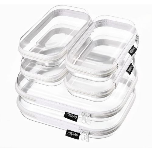 Clear Hard Shell Zipper Cases, Diaper Bag Organizer Pouches, White