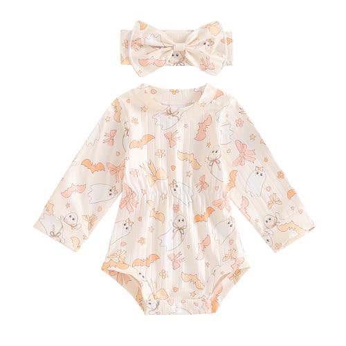Baby Clothes for Girls Newborn Ribbed Romper Crewneck Bubble Bodysuit Infant Girls Fall Outfits 3 6 9 12 18 Months