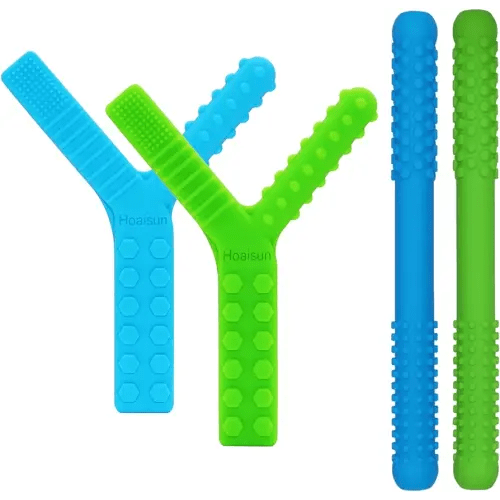 Sensory Chew Toys for Autistic Children 4 Pack, Silicone Teething Straws Toys for Autism, ADHD, SPD, Biting or Special Needs, Sensory Toys for Toddlers 1-3 Oral Motor Tools Relief Stress, Anxiety