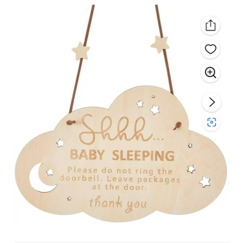 2sets Baby Sleeping Sign for Front Door Wooden Rustic Door Sign Do Not Ring Doorbell Sign Baby Room Door Hanger with Rope Cloud Hanging Home Decorations for New Parents Gifts 8.7x5.5Inch