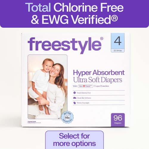 (2 pack) Freestyle Total Chlorine Free 14x Better Absorption Hypoallergenic EWG Verified® Baby Diapers, Size 4 (22-34 lbs), 48 Count