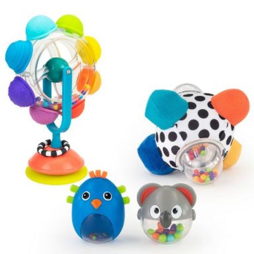 Sassy Toys Move & Groove Gift Set – 4pc: Sensory Development, Fine Motor Skills, Cotton, Baby Learning Toys