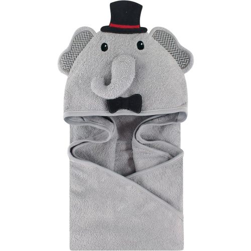 Little Treasure Unisex Baby Cotton Animal Face Hooded Towel, Mr Elephant, One Size