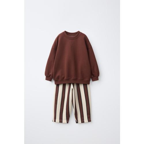 STRIPED SWEATSHIRT AND JOGGER SET - Brick | ZARA United States