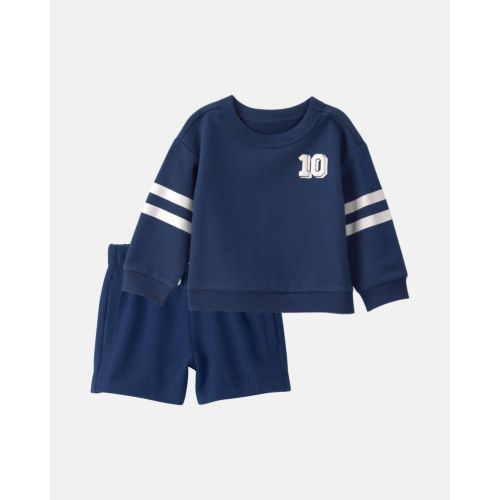 Baby Boy 2-Piece French Terry Pullover & Short Set - Navy Blue | Carter's