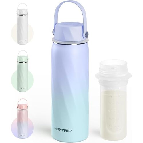 HEYTRIP Vacuum Insulated Breastmilk Cooler Bottle, 20oz Stainless Steel Portable Breastmilk Chiller, Reusable Storage Container Keeps Milk Fresh for 36+ Hours, TSA Approved, Violet Aurora