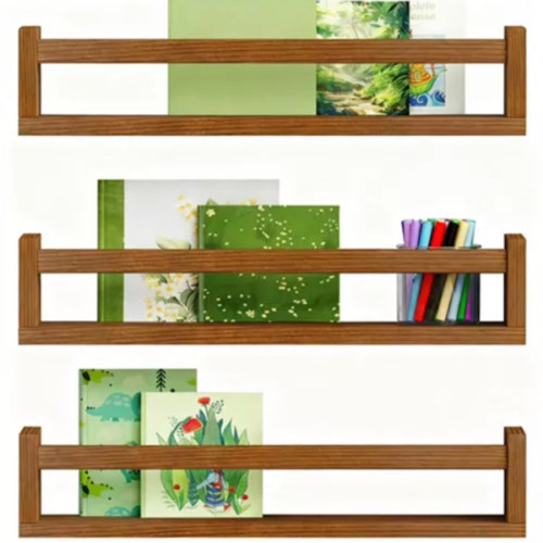 Floating Shelves Wall Wood Bookshelf Nursery Organizer Set 3