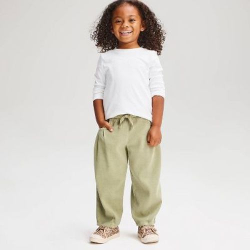 Baby Girls' Solid Pull-On Pants - Cat & Jack™ Olive 18M