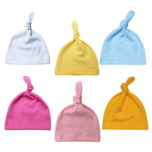 6 Pack Newborn Baby Hospital Hat for Boy Girl Knot Beanie Hats 0-6 Months Infant Baby Soft Warm Cozy Caps