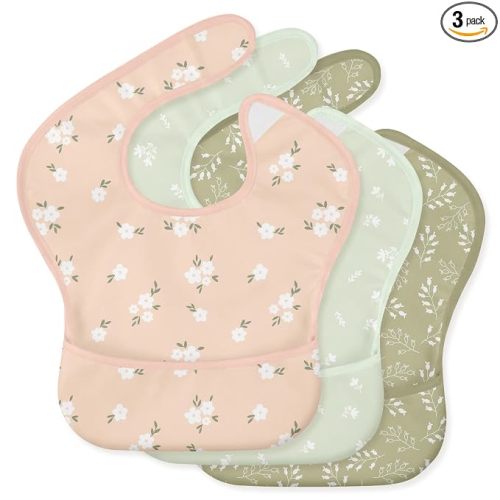3 Pack Waterproof Baby Bibs for Eating, Mess Proof Feeding Bib