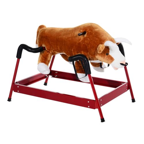 Qaba Kids Spring Rocking Horse Rodeo Bull Style with Realistic Sounds | Children Over 3 Years Old
