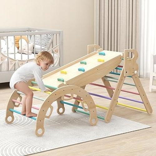 TaoHFE Toddler Climbing Toys Indoor,8 In1 DIY Pikler Triangle Set,Baby Climbing Gym,Toddler Jungle Gym,Promoting Physical Development,Climbing Toys for Toddlers 1-3 Inside Gift for Babies