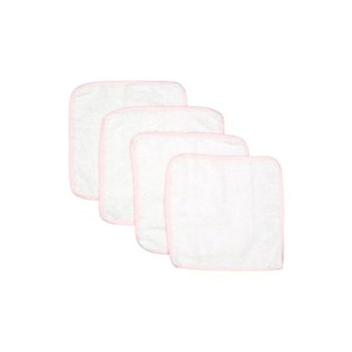 Baby Girls Solid Bath Washcloth Set with Striped Piping
