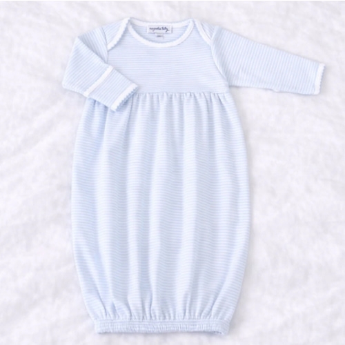 Mini Stripes Gathered Gown - Light Blue