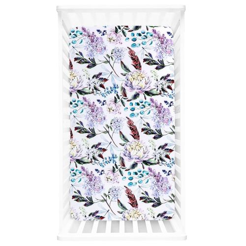 Crib Sheets for Girls Boys, HNHUAMING Ultra Soft Neutral Crib Fitted Sheets, Boho Breathable Universal Crib & Baby Mattress Sheet Set, Purple Floral