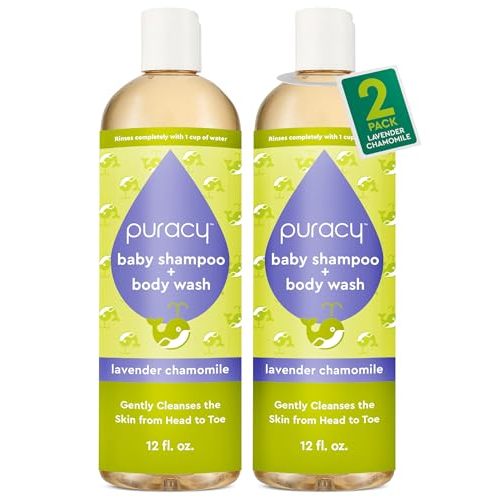 Puracy Baby Shampoo & Body Wash for Children - Pure Ingredients with 12 Fruit & Vegetable Extracts for Silky Smooth Skin, Gentle Lavender Chamomile Aroma, Baby Shampoo, Baby Body Wash 12 Oz (2-Pk)