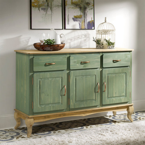 One Allium Way® Wednesbury 57.28" Wide 3 Drawer Pine Solid Wood Sideboard & Reviews | Wayfair