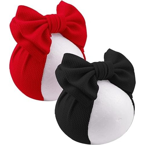 Bows for Baby Girls Headband, Newborn Bows Headbands Baby Hair Bows Hairbands Hair Accessories.(FD104) (Red Black)