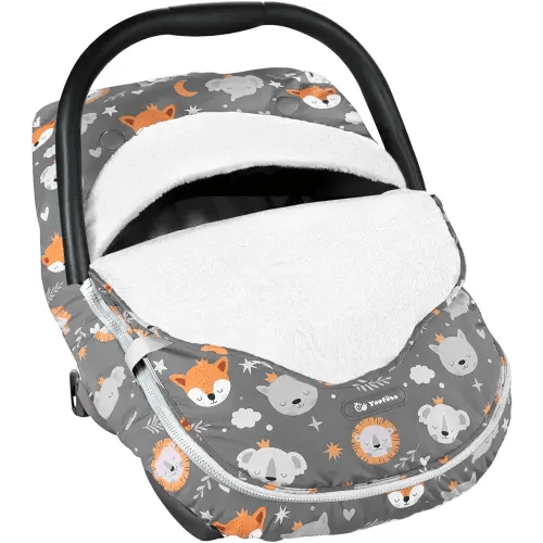Yoofoss Baby Car Seat Cover Winter Carseat Canopies Cover to Protect Baby from Cold Wind, Super Warm Plush Fleece Baby Carrier Cover for Infant Boys Girls (Fox)