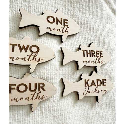 Baby Monthly Milestone Markers | Fish Baby Milestone Disc | Baby by the Month For Photos | Baby Gift |Baby Milestone Photos |