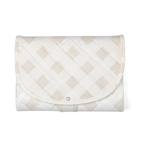 Makemake Organics Organic Portable Changing Pad GOTS Certified Organic Cotton Fill Portable Diaper Changing Mat Diaper Clutch Changing Station Kit Compact Travel Pad (33"x34", Plaid Oat)
