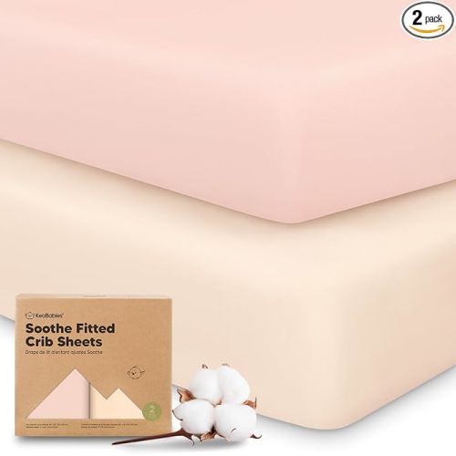 KeaBabies 2-Pack Organic Cotton Crib Sheets for Boys, Girls - 52x28 Fitted Crib Mattress Sheet Neutral, Breathable Cover for Baby Bed Set, Toddler Mattress, Soft & Cute Prints (Cameo)
