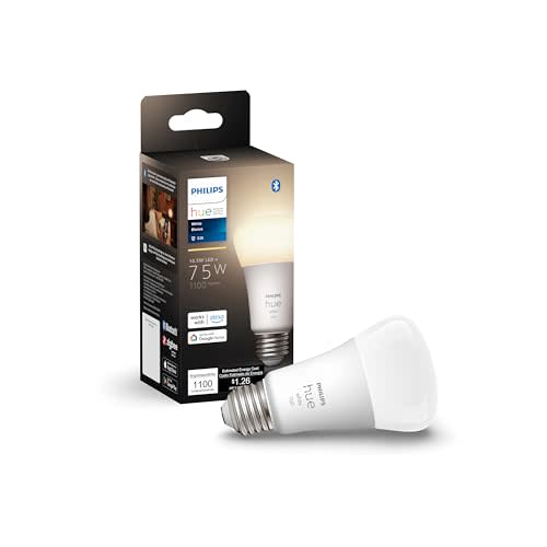 Philips Hue Smart 75W A19 LED Bulb - Soft Warm White Light - 1 Pack - 1100LM - E26 - Indoor - Control with Hue App - Works with Alexa, Google Assistant and Apple Homekit