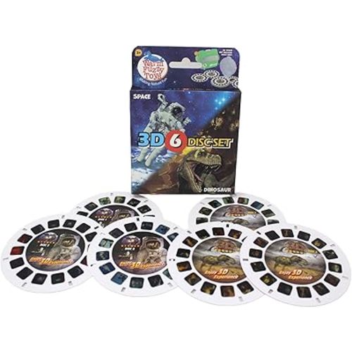 WARM FUZZY Toys Space & Dinosaur Viewfinder Reels - Kids & Adults, Classic 3D Reel, Retro Toys, 6 Slide with 42 HD 3D Images